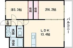 リバーサイド兼田 2LDKの間取図画像