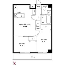 ラヴィエント浅草言問 2LDKの間取図画像