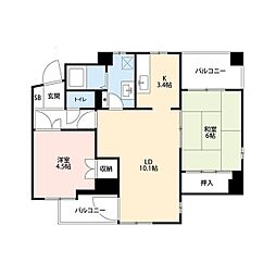 レジデンス辰巳 2LDKの間取図画像