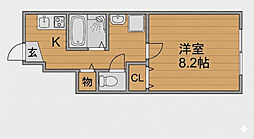 パシフィコノヴァB 1Kの間取図画像