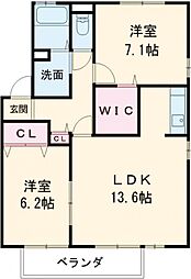 セピアコート 2LDKの間取図画像
