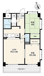 グランドヒルズ二番館 2LDKの間取図画像