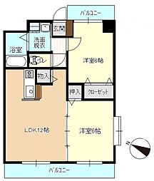 スカイクレスト西条 2LDKの間取図画像