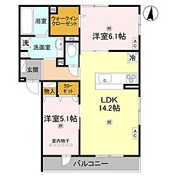 K.レジデンスビューII 2LDKの間取図画像