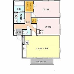 リビングタウン南花田B 2LDKの間取図画像