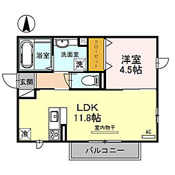 プチアングル 1LDKの間取図画像
