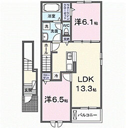 カーサ・ファミリア御幸 2LDKの間取図画像