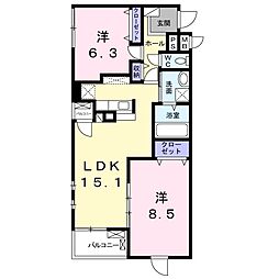 Grandee豊原町 2LDKの間取図画像