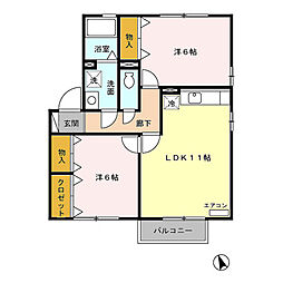 グリーンヒルズA 2LDKの間取図画像