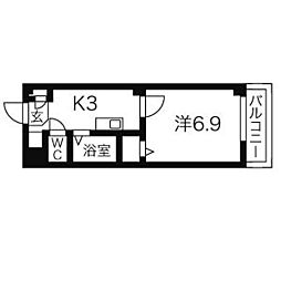 アイリス・コート 1階1Kの間取り