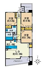 D'グラフォート本厚木コアレジデンス 3LDKの間取図画像