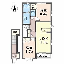 シャーメゾン・長津 2LDKの間取図画像