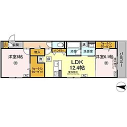 ロイヤルタウン富の原I 2LDKの間取図画像