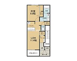 グレイスロッジH.I 1LDKの間取図画像