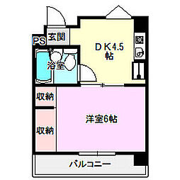 キャッスルミニ松園 1DKの間取図画像