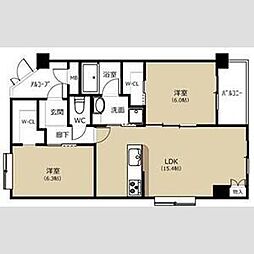 ファーストクラス神道寺 2LDKの間取図画像