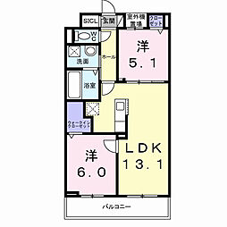 マストリア 2LDKの間取図画像