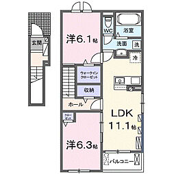 サニーレジデンス松尾 七番館 2LDKの間取図画像
