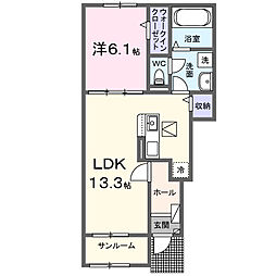 ボヌールII 1LDKの間取図画像