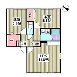 ヴィラ・エスポワール 2LDKの間取図画像