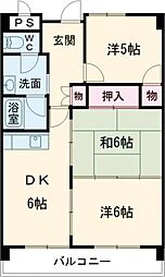 グリーンコートヒロ2 3DKの間取図画像