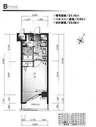 ダイナコートエスタディオ平尾駅前 1Kの間取図画像