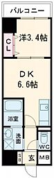堺市北区新金岡町1丁マンション 1DKの間取図画像
