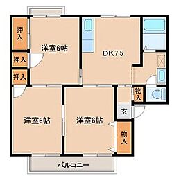 セジュール大代 3DKの間取図画像