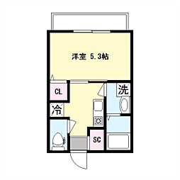 ブラン霞 1Kの間取図画像
