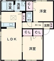 ティアラ 2LDKの間取図画像