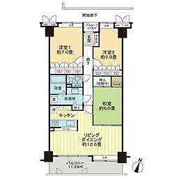 サーパス千手 3LDKの間取図画像