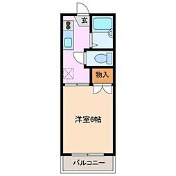 エバーグリーン1 1Kの間取図画像
