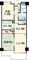 ウインベルコーラス前橋 2LDKの間取図画像