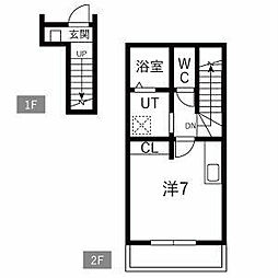 成田市三里塚アパート ワンルームの間取図画像