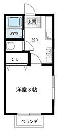 グランビュー船岡5 1Kの間取図画像