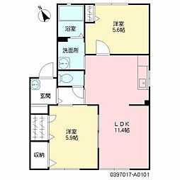 アンシャンテ 2LDKの間取図画像
