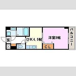 ロイヤルガーデン弐番館 1DKの間取図画像