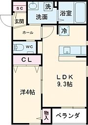 ガロンヌ上所上 1LDKの間取図画像