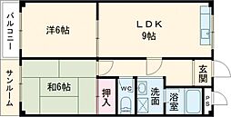 ハニーサイド塩屋 2LDKの間取図画像