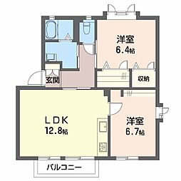 オリンピア寺町A 2LDKの間取図画像