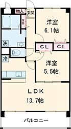 レインボーヒルズ2 2LDKの間取図画像