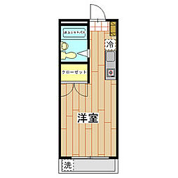 T・Kレジデンス2 1Kの間取図画像