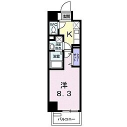 ホワイトマーベル 1Kの間取図画像