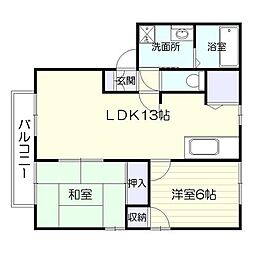 チェリーハイツTWOA棟 2LDKの間取図画像
