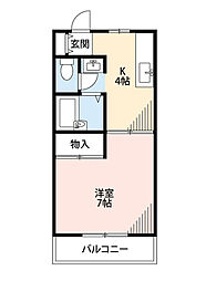 エリール戸塚 1Kの間取図画像