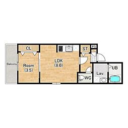 陽だまりとそよ風のテラス 1LDKの間取図画像