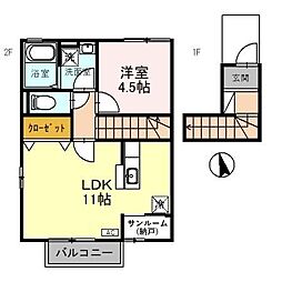 ペリプエスト・ルガール 1LDKの間取図画像