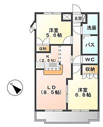 リバプール 2LDKの間取図画像
