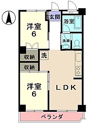 ロイヤルマンション 2LDKの間取図画像