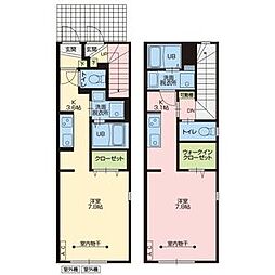 Berg city 矢剣 1Kの間取図画像
